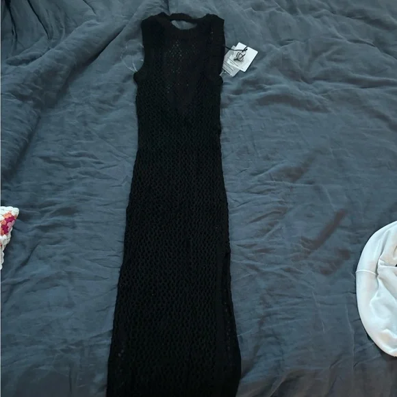 Holly Dress Black Crochet Cover Up - Picture 4 of 6